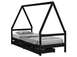 Kids Bed Frame, Kids Bed Frames Vidaxl Preto Madeira De Pinho (80 X 200 Cm)