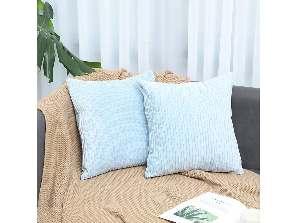 Conjunto De 2 Capas De Almofada, 12x20 Polegadas, Em Veludo, Design Decorativo Azul / Neutro, Macias, Para Sofá, Cama E Sala Elysve