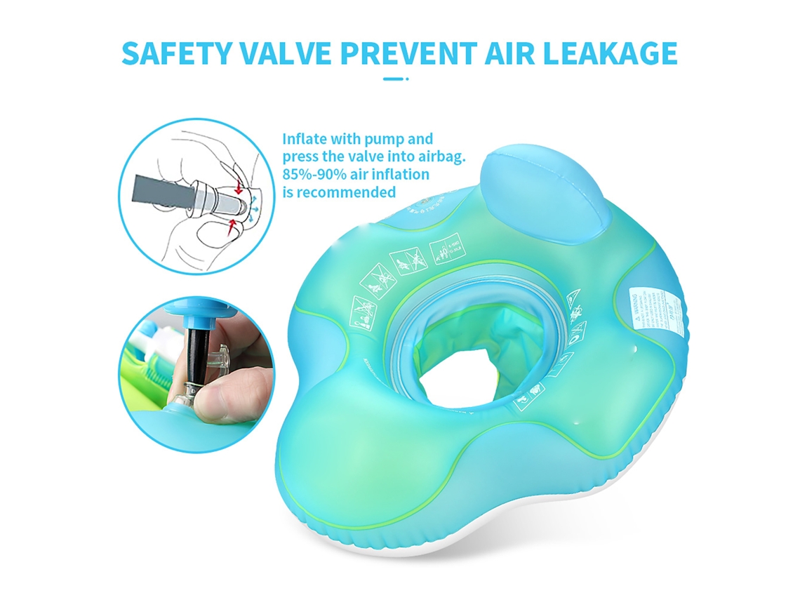 Primerox flutuador Inflável para Bebê 1 6 Anos com Assento de Malha e Bomba de Ar Azul/amarelo