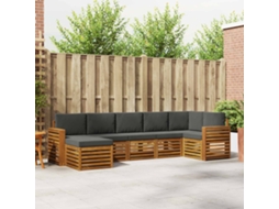 Vidaxl Conjunto De Sofá Sectional 7 Pcs Natural E Antracite