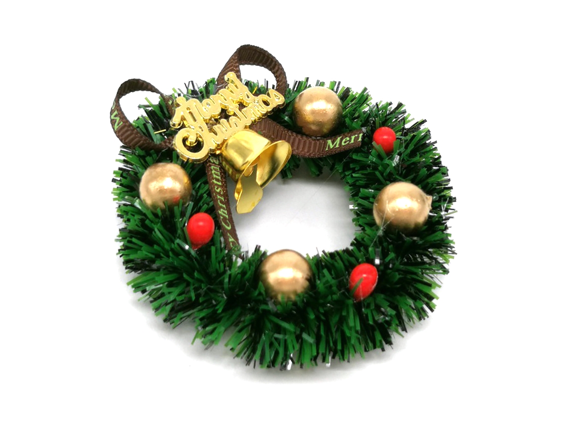 Coroa de Natal Miniatura 6cm Casa de Bonecas Decoração Jardim Festiva | S/MARCA