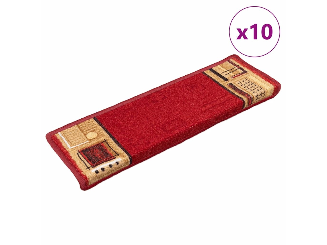 Vidaxl Tapetes De Escadas Adesivos 10 Pcs 65x21x4 Cm Vermelho