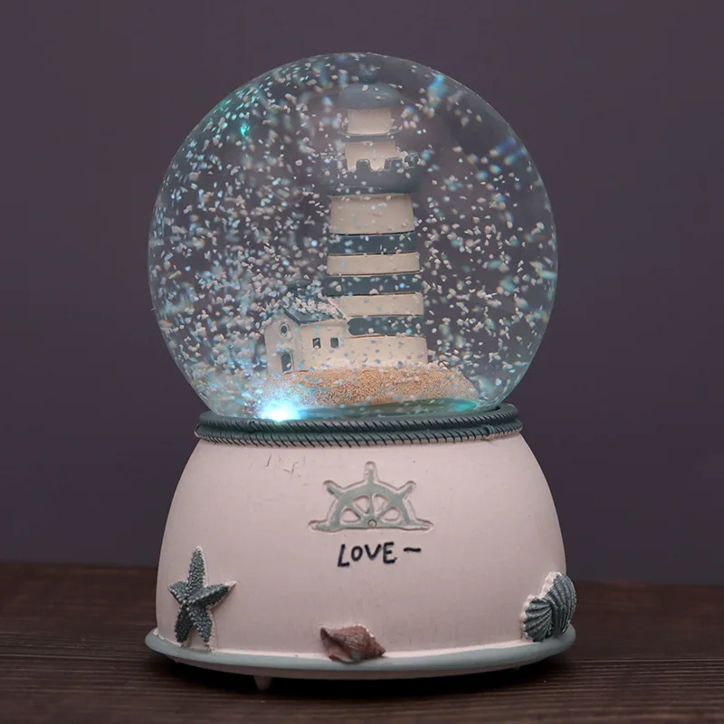 Caixa de Música Flutuante com Floco de Neve e Bola de Cristal, Presente para o Dia Dos Namorados MDUG (estilo 3)