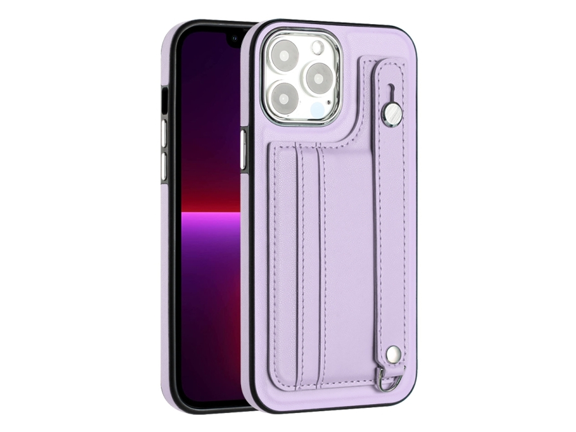 Capa Mobile Phone Cases Shockproof With Wrist para iPhone 15 Pro Pele Castanho