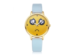 Reloj De Cuero Pu Analógico De Muñeca Con Movimiento De Cuarzo Dial Redondo Azul Cielo