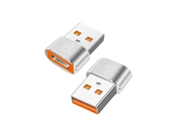 2 Peças, Adaptador Usb a para Type c, Prateado, Compacto, 6a, Usb 3.1 Gen 1 AOZORZ