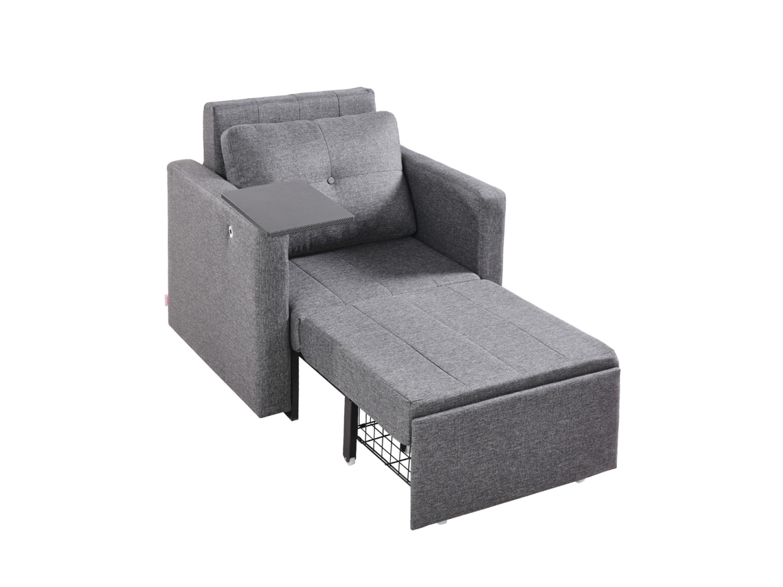 Sofá-cama com encosto ajustável em 5 direções, capacidade de carga 249,5 kg, cinza Vevor