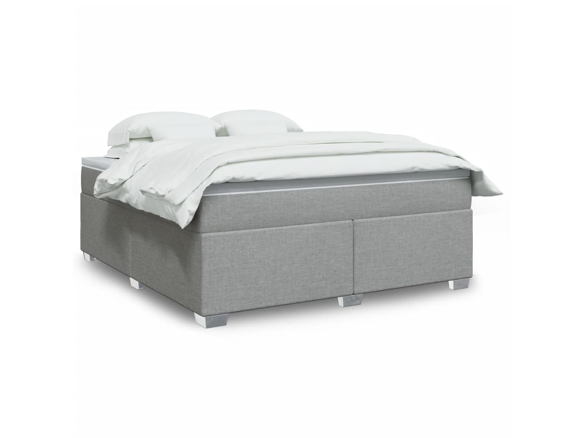 Vidaxl Cama Com Molas/colchão 180x200 Cm Tecido Cinzento-claro