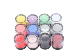 Pó acrílico para unhas com 12 cores, ferramenta de manicure de cristal para decoração e construção de unhas.