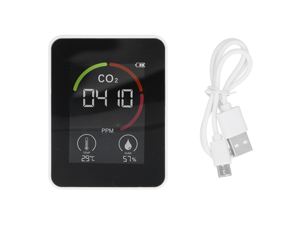 Detector Inteligente de Dióxido de Carbono Co₂ com Medição de Temperatura, Umidade e Qualidade do Ar Usb | S/MARCA