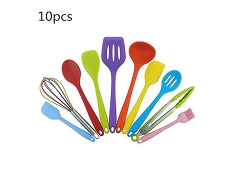 Conjunto Colorido de Utensílios de Cozinha com 10 Peças em Caixa Colorida