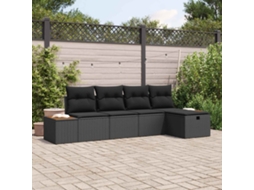 Vidaxl Conjunto De Sofá De Jardim 6 Unid. Preto Vime Pe