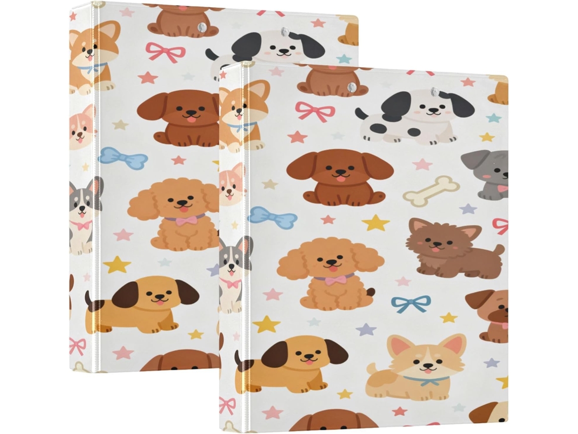 Pasta De Escritório Com Estampa Cachorro Marrom, 3, 8cm 1-1 2 Polegadas, 3 Argolas Com Prancheta, Pacote Com 1 2 Unidades