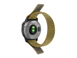 Bracelete de Nylon Ajustável com Laço para Garmin Descent G1/Fenix 7/6 Pro/5 Plus Verde Amarelado