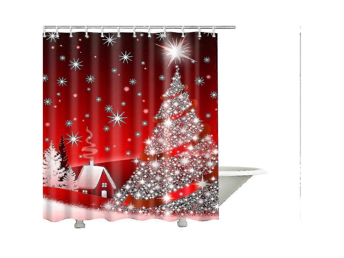 Cortina De Chuveiro De Natal Lavável