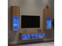 Vidaxl 5pcs Móveis Parede P/ Tv C/ Leds Deriv. Madeira Carvalho Sonoma