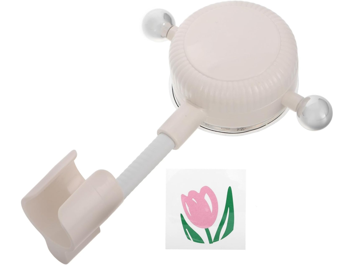 Suporte De Chuveiro Com Ventosa Ajustável Em Formato Tulipa, Sem Necessidade De Furar, Branco, Para Uso Em Banheiros