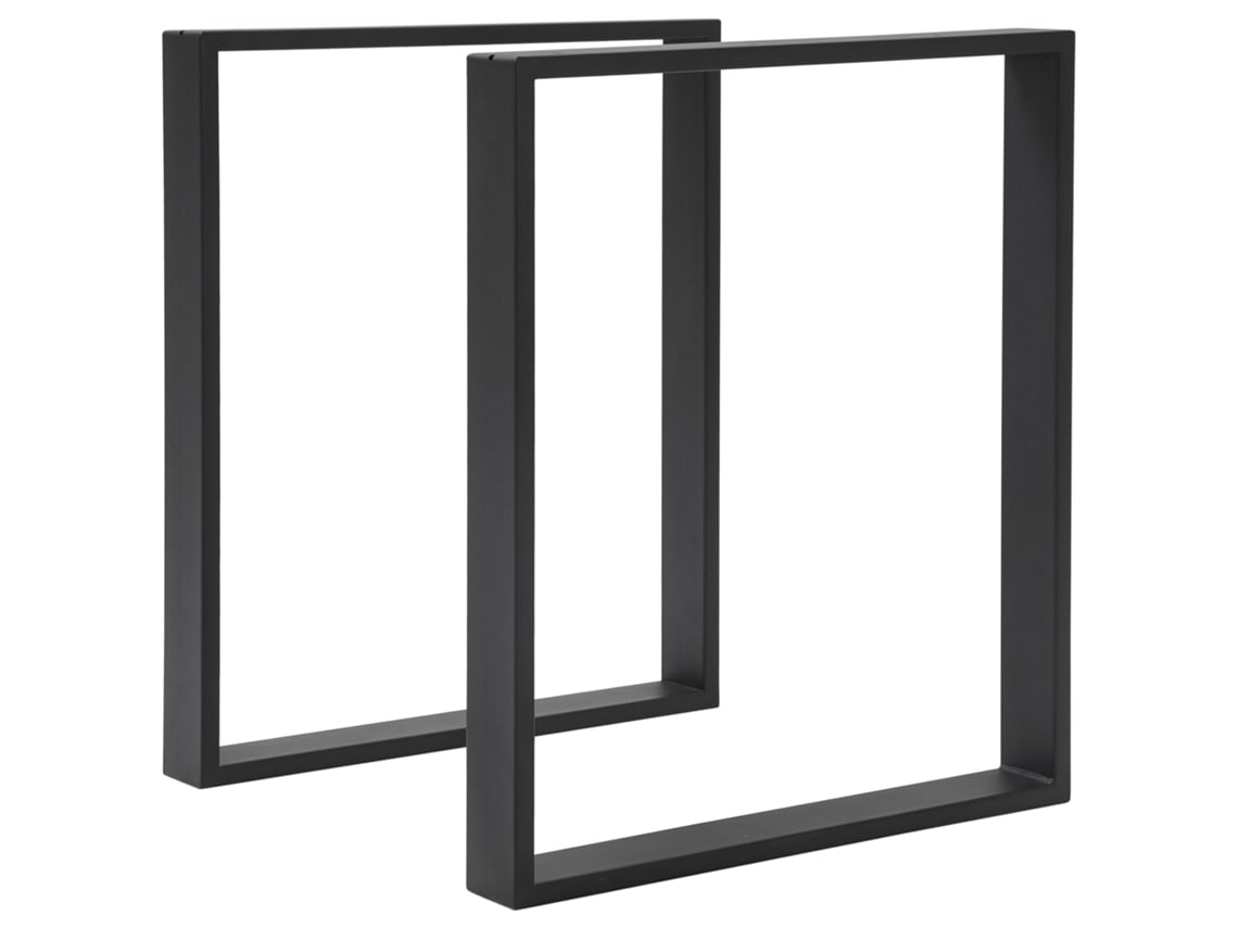 Conjunto De 2 Pernas De Mesa Com Design Retangular E Parafusos Incluídos Diy 60 X 72 Cm Preto