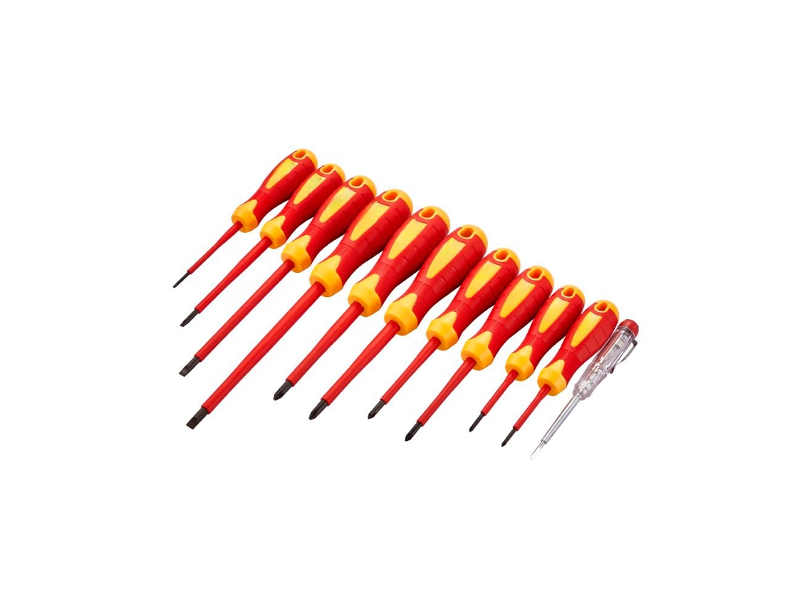 Conjunto de 11 chaves isoladas para eletricista com certificação Vde e Gs TEKMAQUINAS