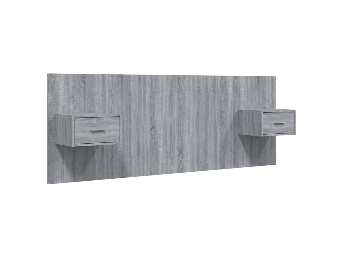 Cabeceira de cama com guarda-roupas em madeira Sonoma Cinzento, exclusiva da MAISON.