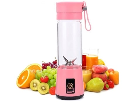 Mini Liquidificador de Smoothies Portátil Elétrico  400Ml Rosa