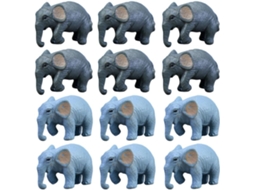 12 Elefantes em Miniatura Feitos de Pvc. Figuras Leves de Elefantes para Decoração de Bonsai e para Auxiliar na Criação CHABERLU