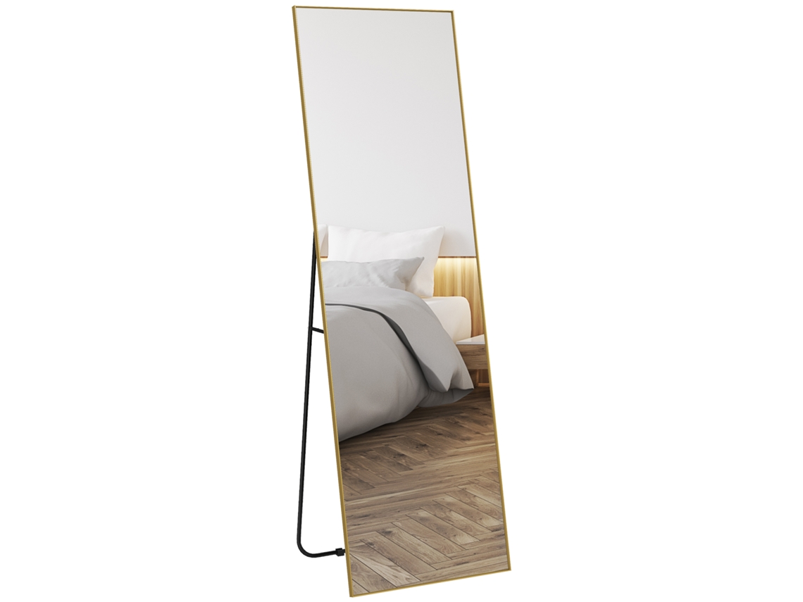 Espelho Retangular Grande de Corpo Inteiro, 50 X 160 Cm, para Usar de Pé, Fixo À Parede Ou Encostado À Parede, Cor Dourada. BAGOLY SHOP