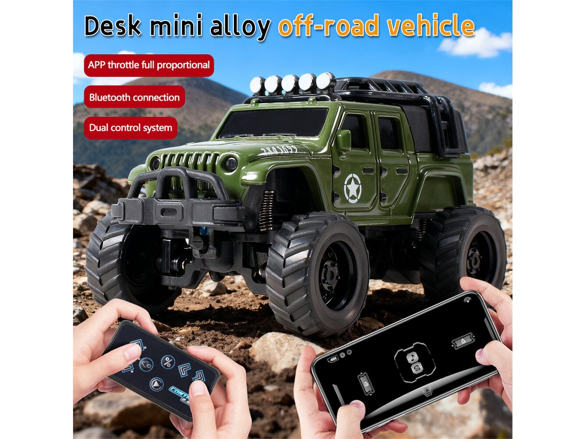 Prata com Ponte de Madeira 1/64 2.4g Mini Liga Metálica 3 Vel Off road App Led Mesa Brinquedo MDUG