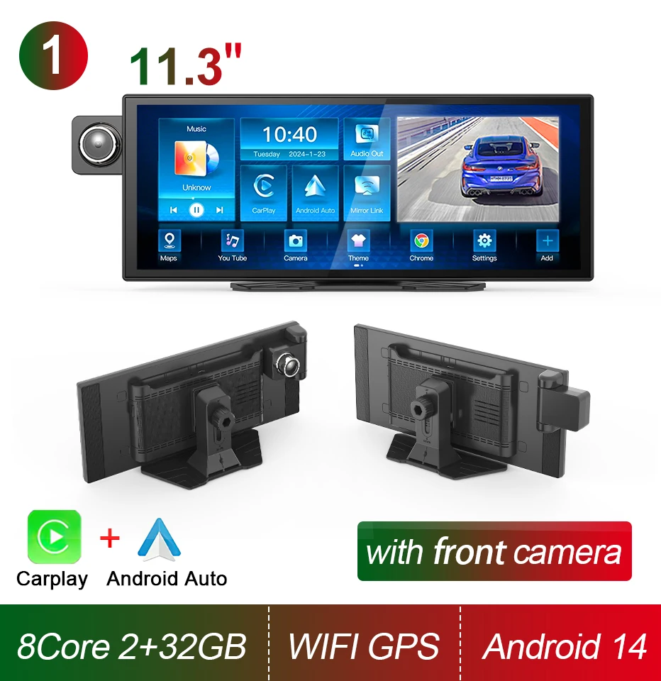 (dvr-a32g) Câmera Veicular Android De 14 Bits, Multimídia Com Navegação Carplay De 11,3 Polegadas.
