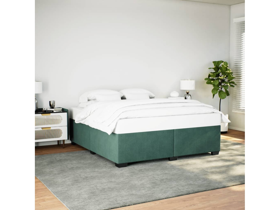 Estrutura De Cama Sem Colchão 180x200 Cm Veludo Verde-escuro