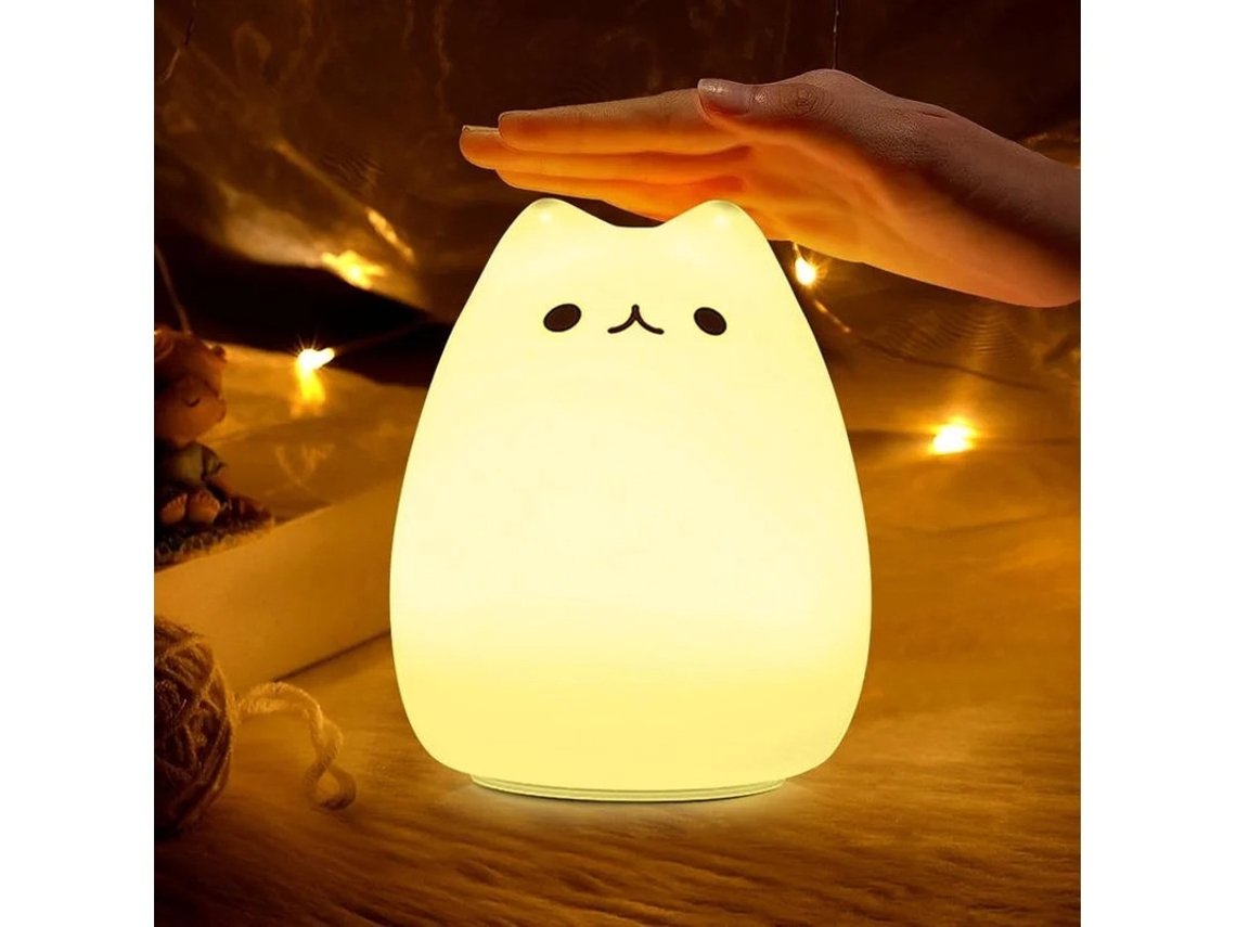 Luz Presença Gatos Yizhood 7 Cores Decoração Berçário Branco