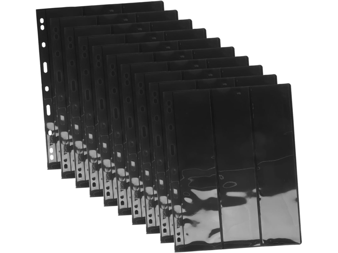 Lurrose Pages De Timbres 10 Pièces Fond Noir 9 Trous Pour Album À 9 Anneaux Feuilles Réutilisables Pour