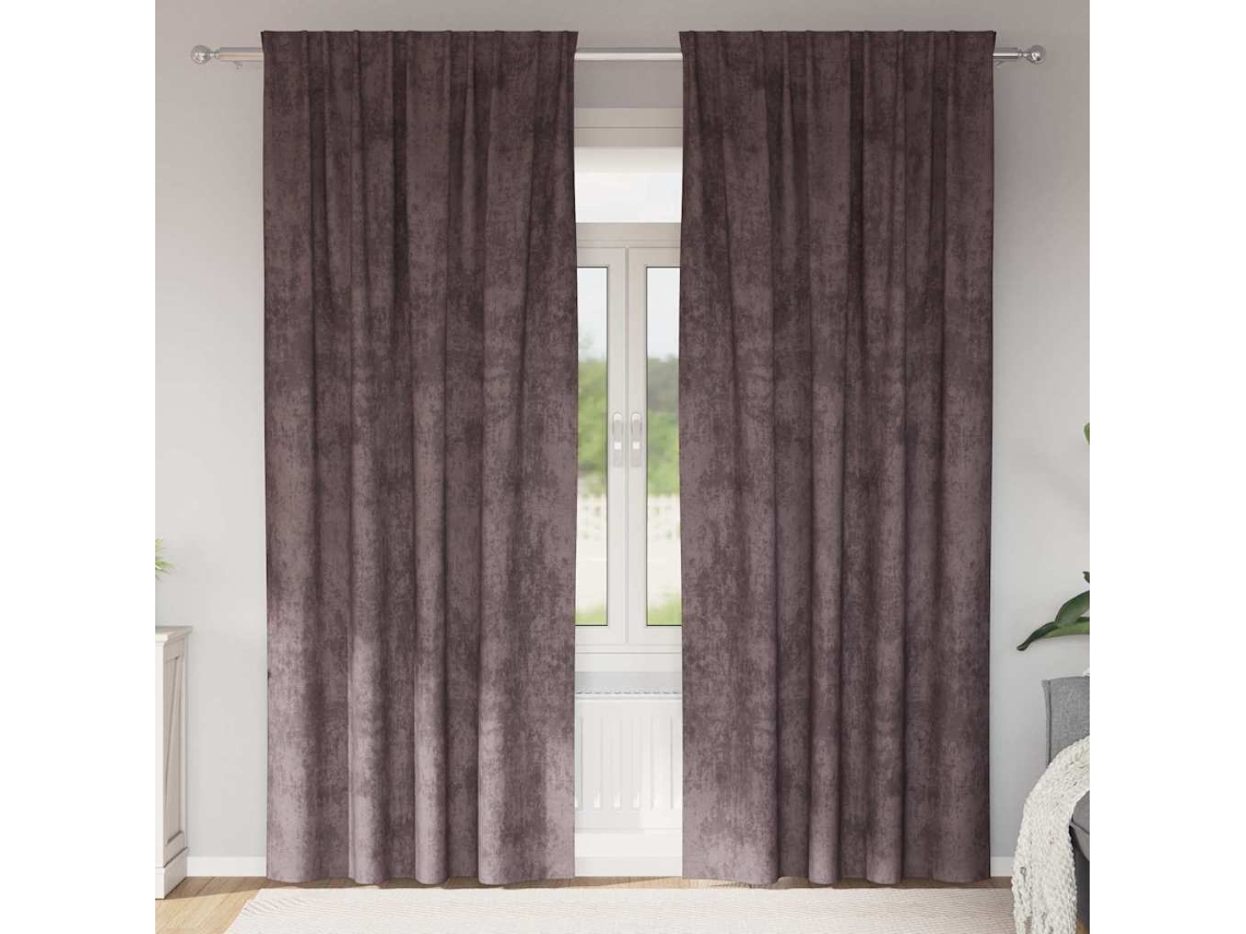 Vidaxl Cortinas De Veludo 2 Unid. Castanho 245 X 140 Cm Veludo