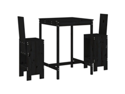 3 Pcs Conjunto de Bar para Jardim Pinho Maciço Preto MAISON EXCLUSIVE