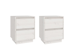 Conjunto de 2 Mesas Pinho Maciço Branco Cabeceira MAISON EXCLUSIVE (40x35x50 cm)
