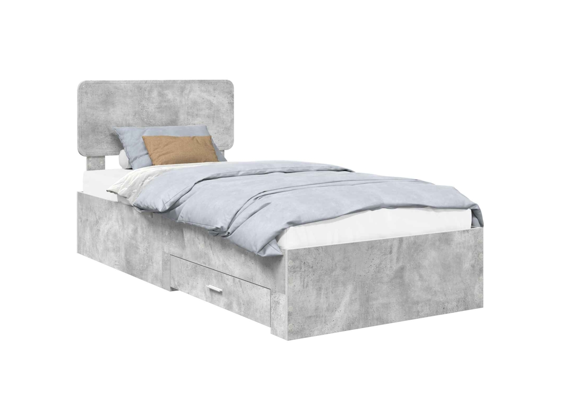 Conjunto de 2 Estruturas da Cama Cinzenta em Madeira Processada 90x190 cm MAISON EXCLUSIVE