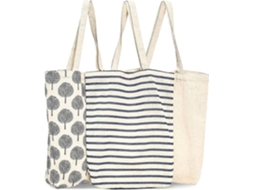 Pacote Com 3 Sacolas De Algodão Para Compras, 38 X 42 X 9 Cm Aquaforge