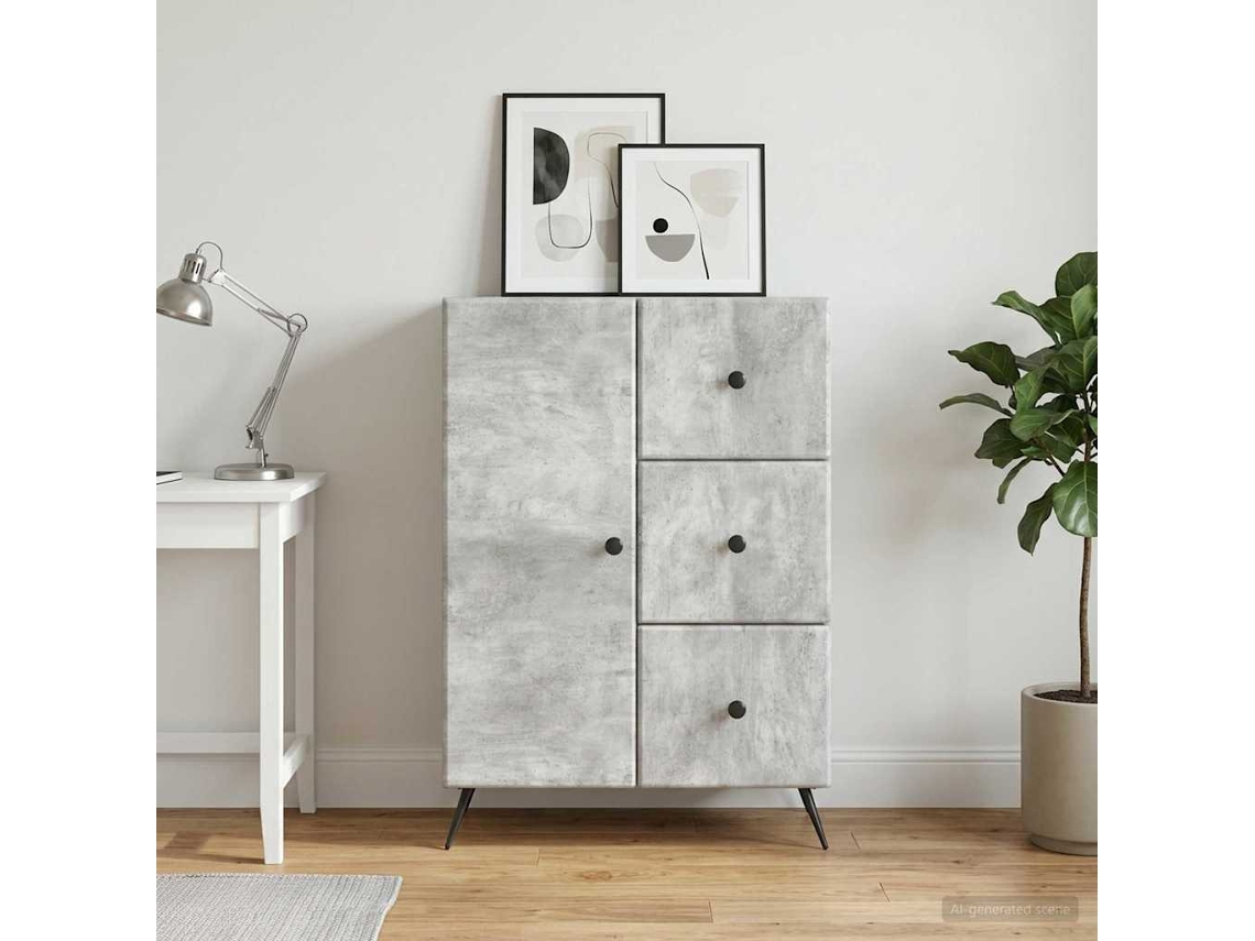Vidaxl Buffet Cinzento Cimento 66 X 34,5 X 90 Cm Derivados De Madeira