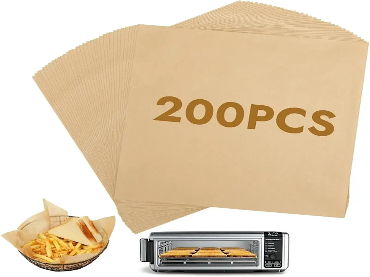 Lurelia Papel Para Air Fryer, 200 Folhas, 30 Cm, Descartável, Tampa