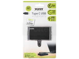 Hub PORT PORT Usb 4 Portas Type C (Outlet Caixa Aberta - Cinza/Branco)