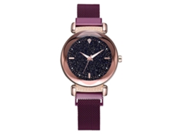 Relógio de Pulso Feminino Casual de Quartzo com Pulseira de Liga Rosa Redondo