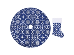 Saia de árvore de natal VIDAXL Azul Tecido (90 cm)