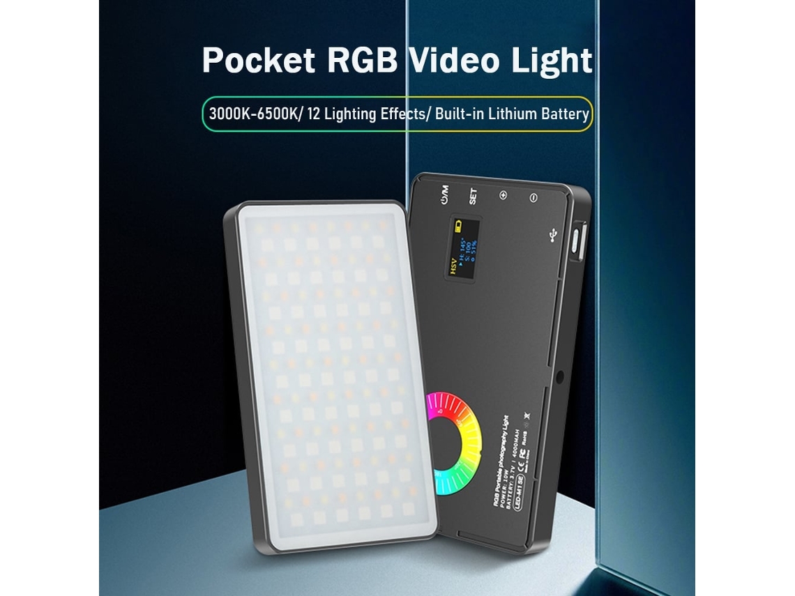 2026 luz Led Rgb Ajustável, Luz de Vídeo Portátil, Mini Lâmpada de Fotografia para Câmera Dslr