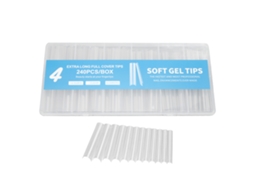 240pcs Pontas De Unhas Falsas Transparentes Ultra Longas Design Cofre De Capa Completa