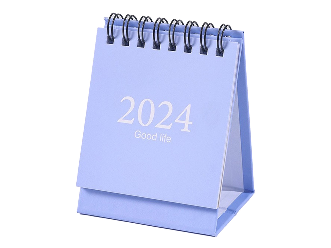 2026 calendário de Mesa Mini 2024 com Espiral de Fio Planejador Diário para Lar e Escritório 105x75mm Azul Céu