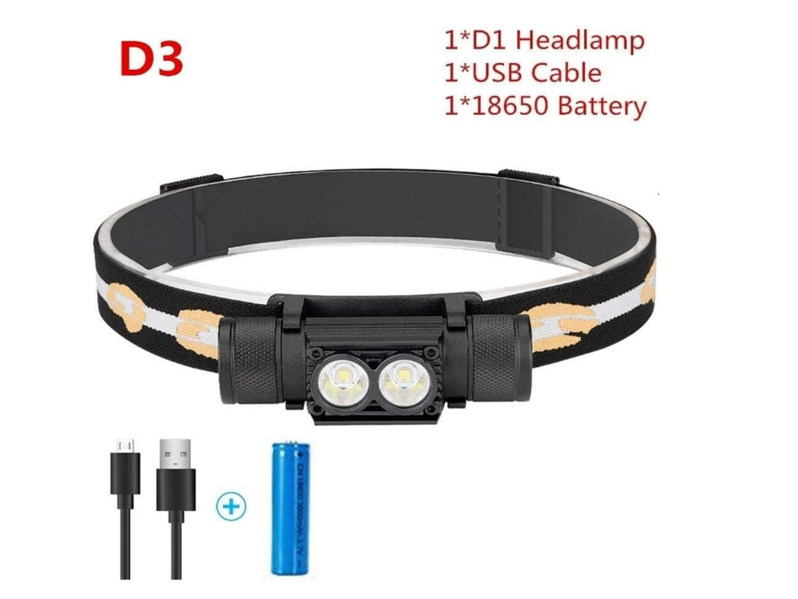 Mini Lâmpada Principal 3 Modos À Prova D'Água Cob Lanterna Led Farol Farol Tocha Lanterna Preto TURMIN