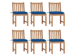 Vidaxl Cadeiras De Jardim 6 Pcs C/ Almofadões Madeira De Teca Maciça
