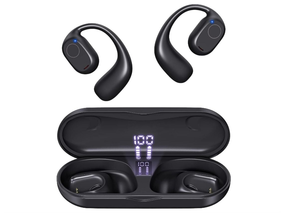Auriculares De Condução Óssea Bluetooth Tws Design Aberto Som Estéreo Display Led/lcd Estojo De Carregamento Lurelia