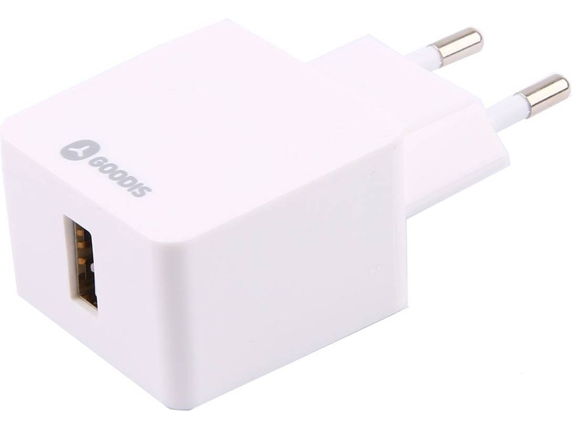 Adaptador Viagem GOODIS 5V-2.4A Branco (Outlet Grade A)