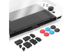 Aetheria conjunto Protetor com Protetor de Tela Plugues Botões e Dedos de Polegar para Switch Oled
